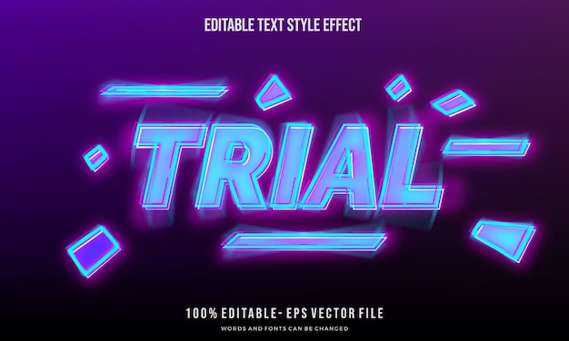 Stylish Colorful Bright Neon color text style effect Editable vector fonts