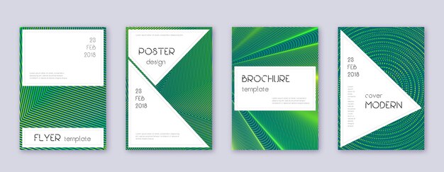 Stylish cover design template set. Green abstract lines.