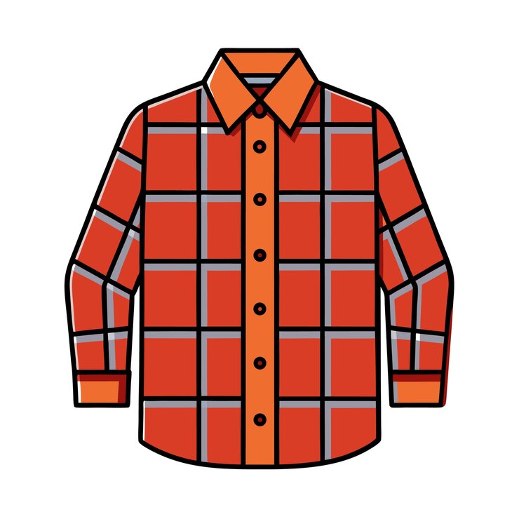 Vektör stylish red and orange plaid button-down shirt