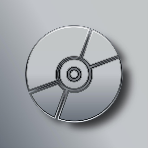 Stylish Silver Disc Icon with Gray Background