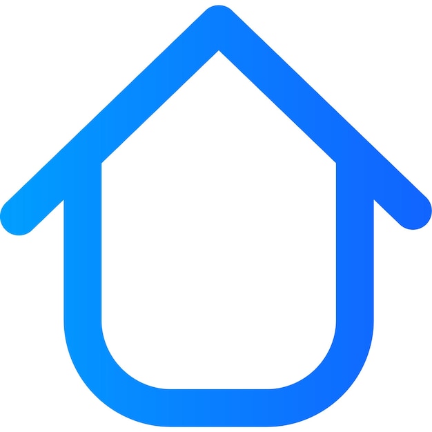 stylized blue home icon designed for user interface applications to represent home function