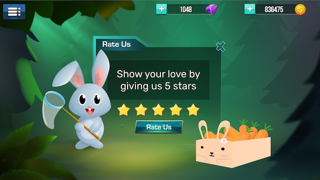 stylized game ui items menu pop up