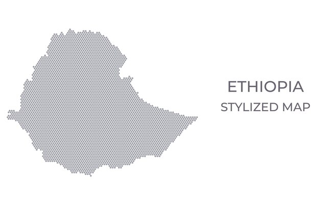 Stylized map of the Ethiopia made from hexagons