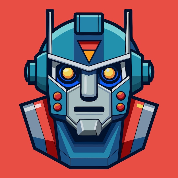 Stylized Robot Head Illustration