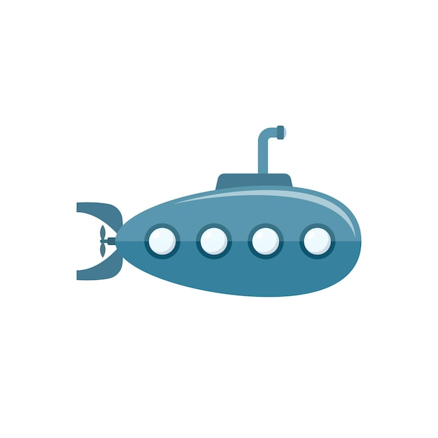 Submarine icon in flat style Bathyscaphe vector illustration on isolated background Underwater transport sign business concept