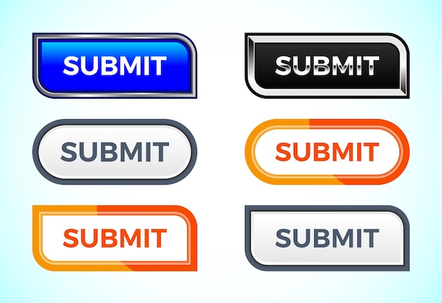 submit button set of different shapes and colors Suitable for mobile app and website UI design