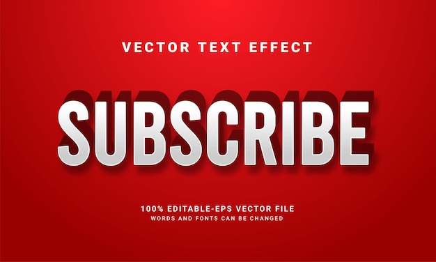 Subscribe 3D text effect, editable text style.