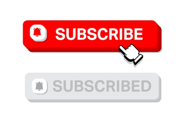 subscribe, bell button. red button subscribe to channel, blog. social media button graphic user inte