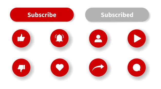 Subscribe button collection Vector illustration Social media symbol set