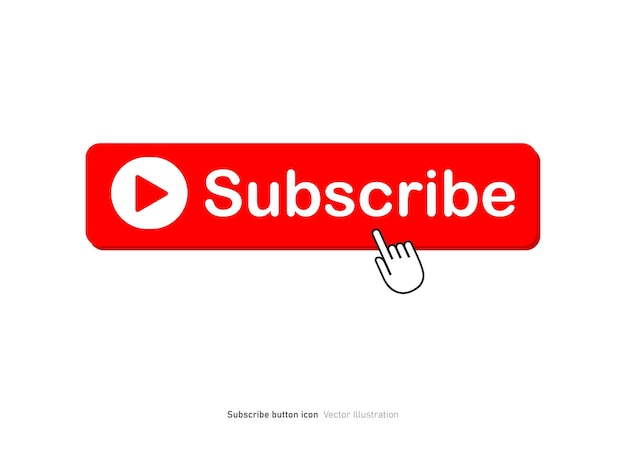 subscribe button color with finger cursor vector illustration