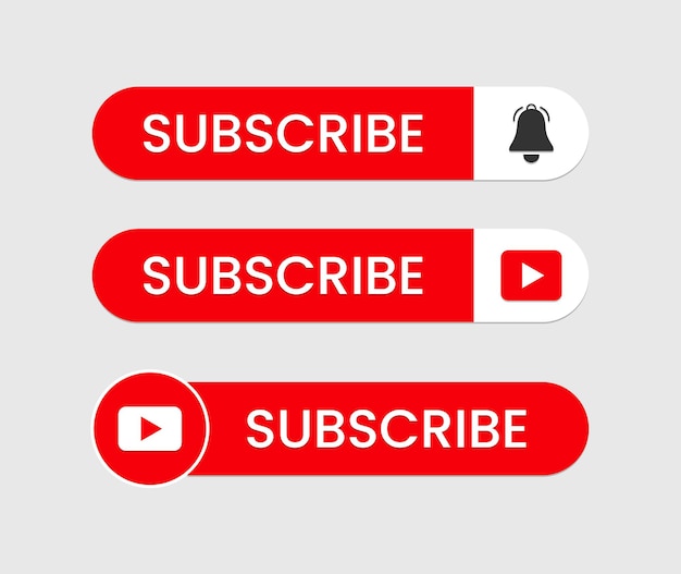 Subscribe button for social media with play icon and bell button