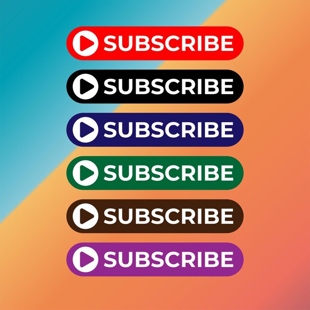 Subscribe Button For TV Channel or Social Media With Play Button, Rounded Shape, Ellipse