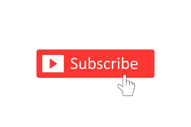 subscribe button to videos channel with hand pointer clicking. modern flat style vector illustration.