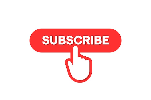 Subscribe the red button with hand cursor or Hand cursor clicking on the red subscribe button