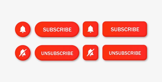 subscribe unsubscribe button with notification bell icon and no ringer symbol