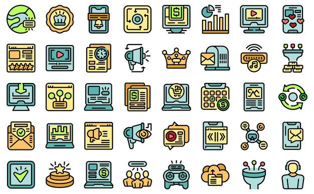 subscription service icons set vector flat
