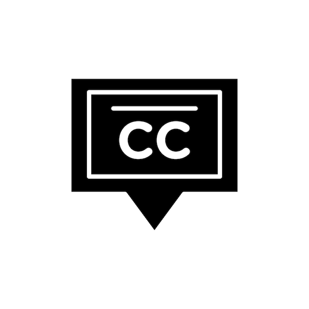 subtitles icon set closed caption cc vector symbol video captioning pictogram in black filled and outlined style