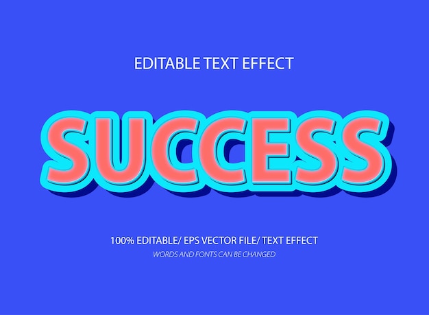 Success 3d editable text effect template