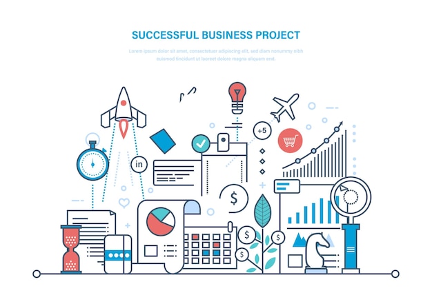 successful business project startup project management marketing analysis data control