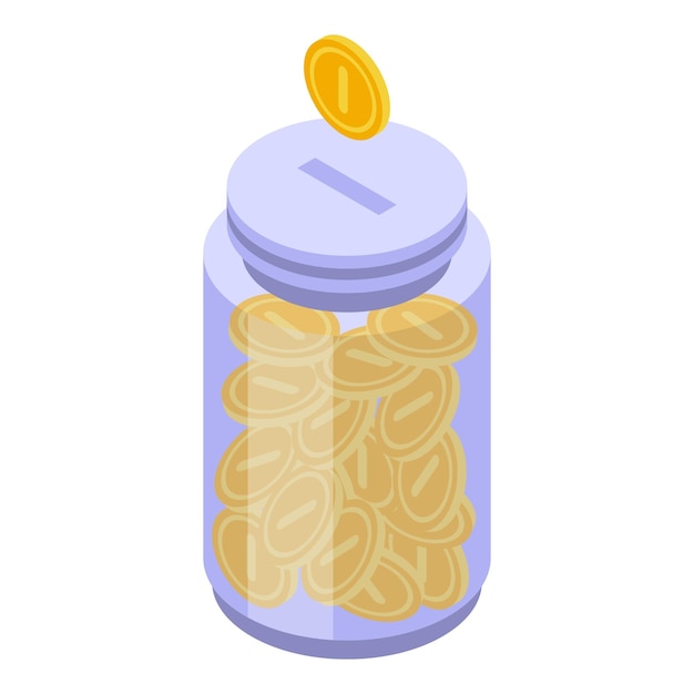 Successful campaign coin jar icon Isometric of Successful campaign coin jar vector icon for web design isolated on white background