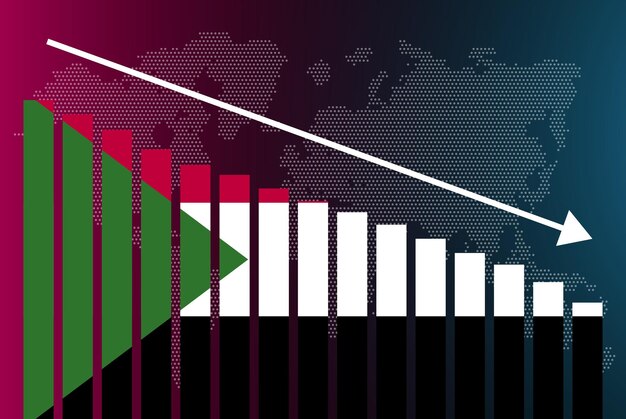 sudan bar chart graph decreasing values crisis and downgrade news banner fail and decrease