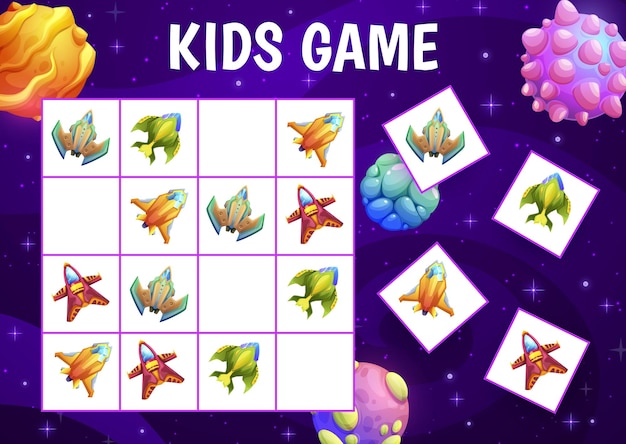 Sudoku game with space planets and spacecrafts