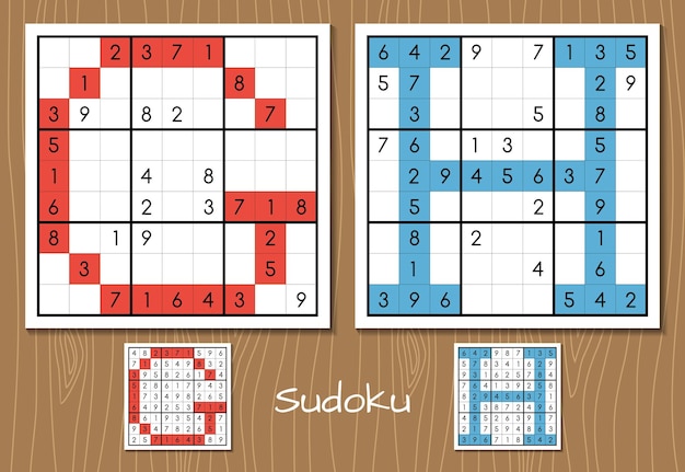 Sudoku vector set with answers G H letters