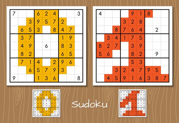 Sudoku vector set with the answers 0 1 numbers