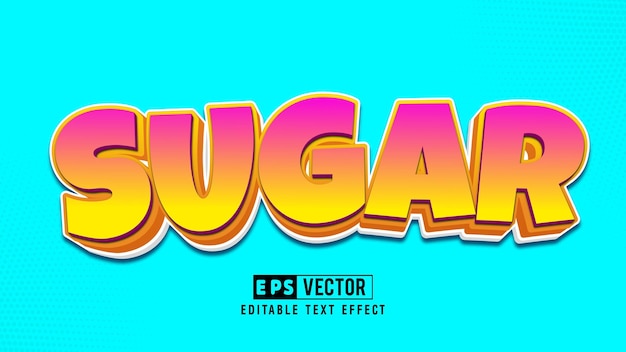 sugar 3d editable text effect vector file with cute background