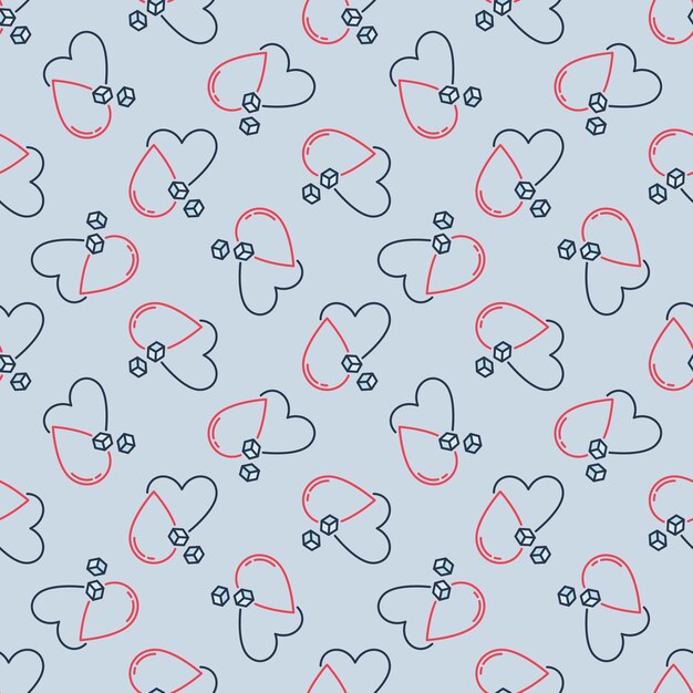 Sugar in Blood and Heart vector colored seamless pattern