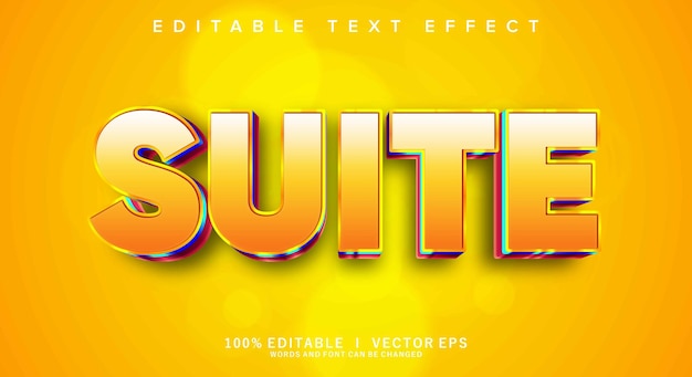 suite 3d vector text effect with modern style design