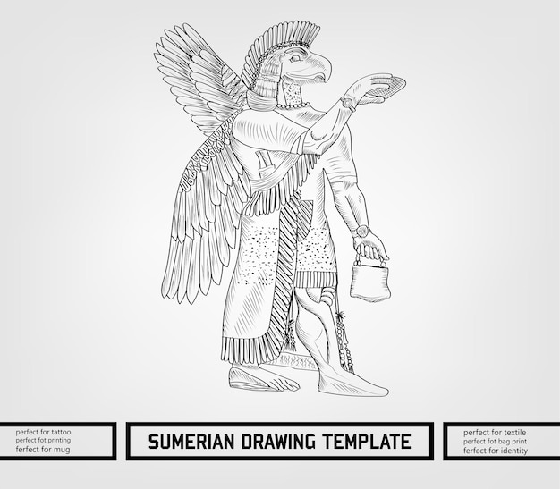Sumerian decorative vector illustration traditional ethnic ornament