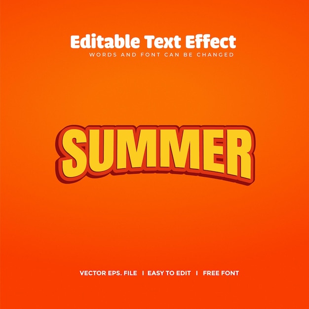 Summer 3d editable text effect Design Premium Vector