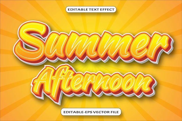 Summer afternoon editable text effect 3d emboss style design