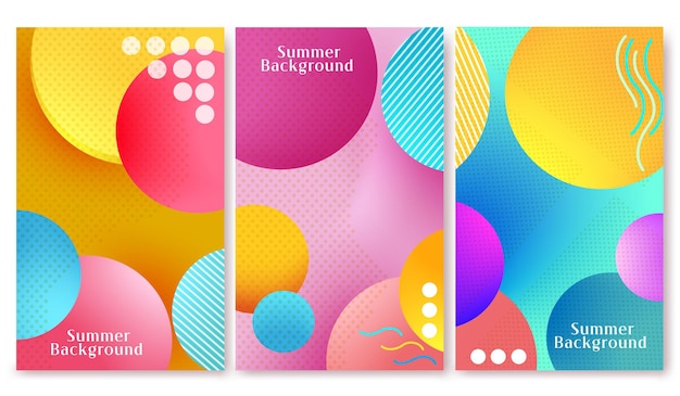 summer background abstract vector poster set summer background text with colorful circle