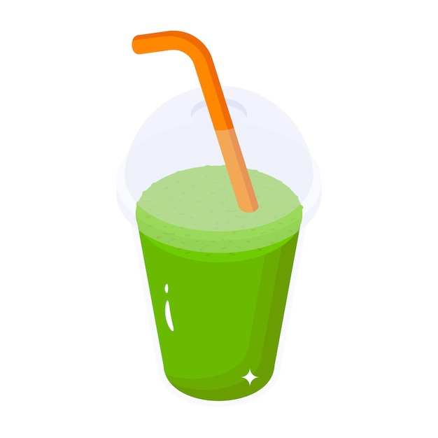 Summer drink isometric icon of cocktail