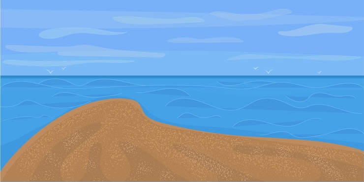 Vektör summer horizontal background with copy space of blue sea and sky vector texture of sandy beach