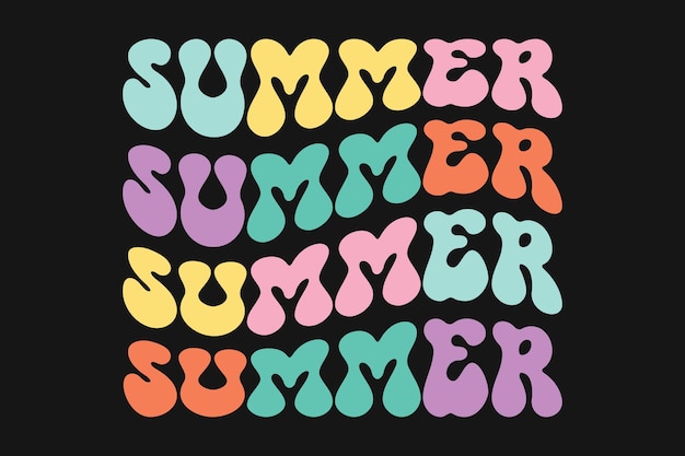 Summer Retro Wavy Tshirt Design