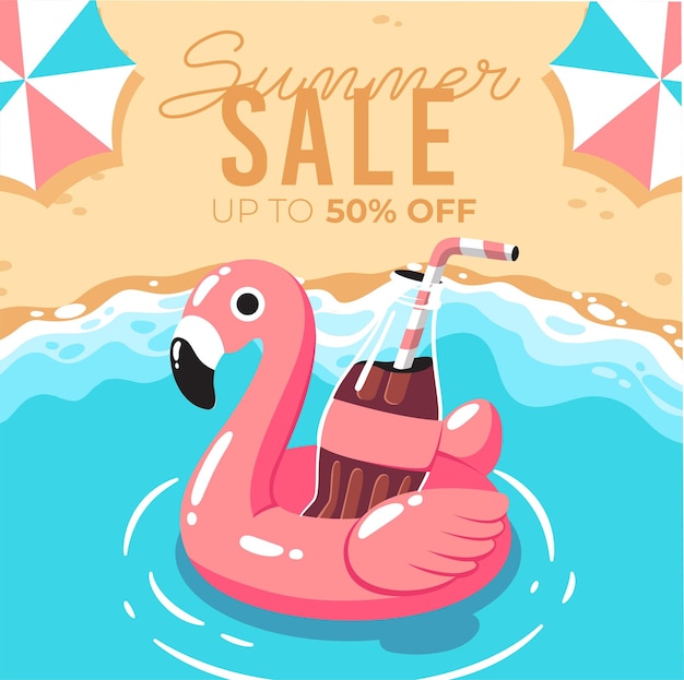 Summer sale flat banner background
