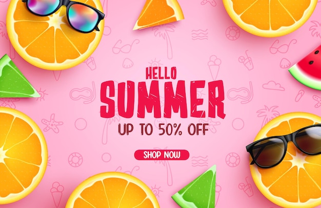 summer sale vector background. hello summer greeting text with up to off holiday season