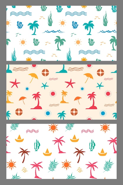 summer seamless pattern clipart banner set summer wallpaper continuous decoration clip art