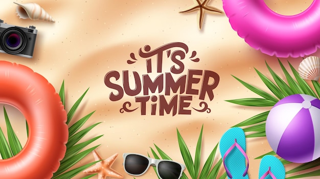 summer time vector background design it's summer time in sand space for text with tropical season