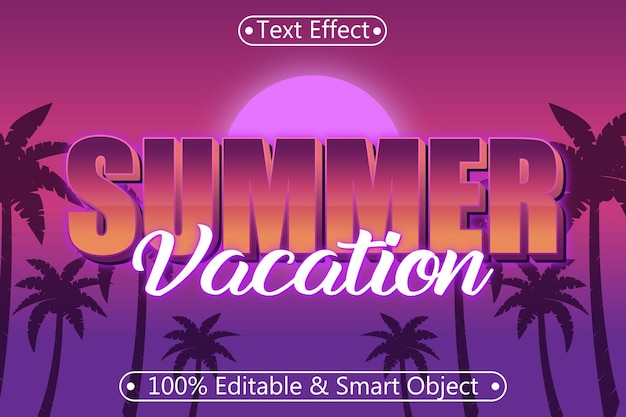Summer Vacation Editable Text Effect 3 dimension Emboss Modern Style