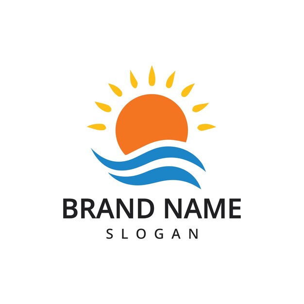 Sun and Wave Logo Flat Vector Logo Design Template Element