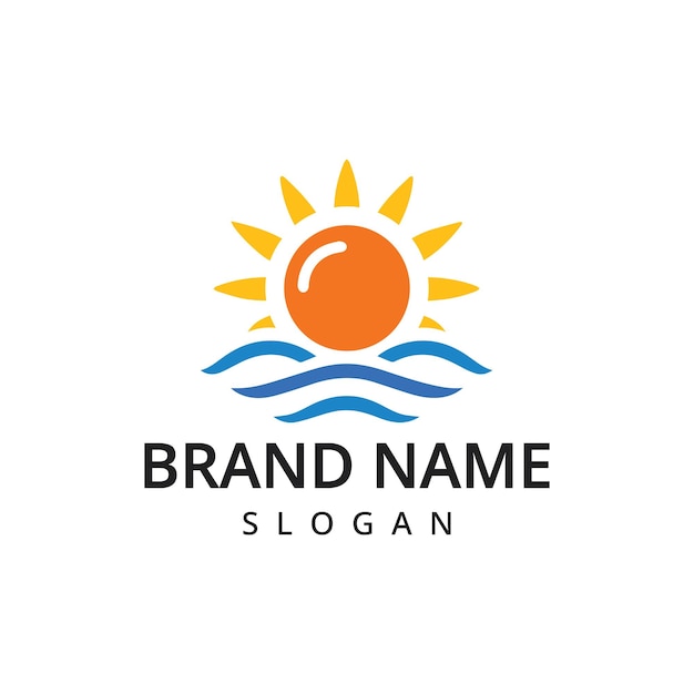 Sun and Wave Logo Flat Vector Logo Design Template Element