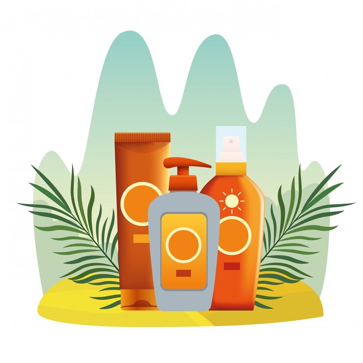 Vektör sun bronzers and cosmetics products