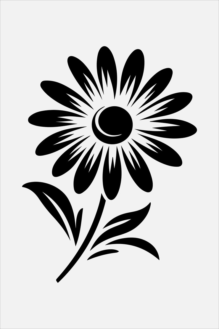 Sun flower silhouette vector