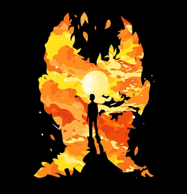 sun rise fire silhouette