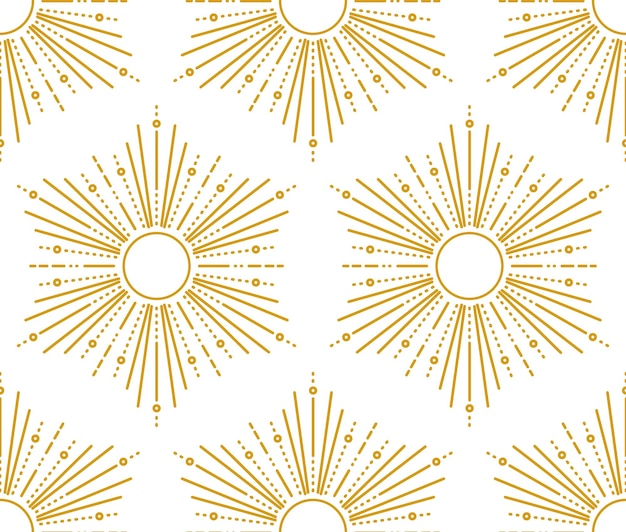 Sun sunburst light rays in line art Sunburst Boho style modern minimalist bohemian seamless