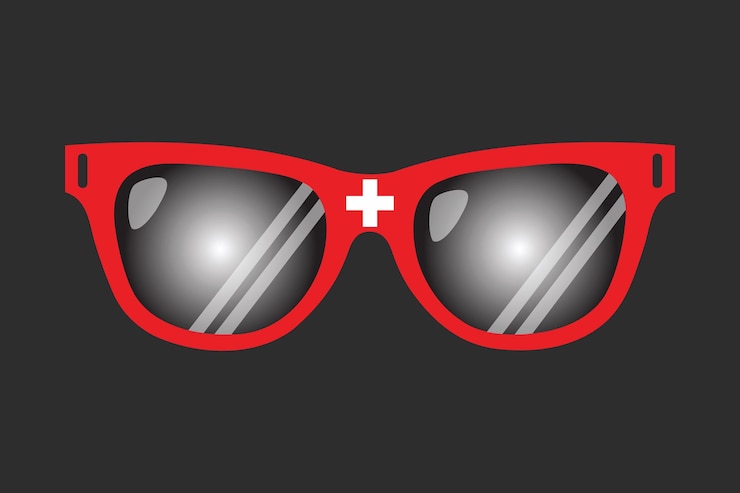 Vektör sunglasses with switzerland flag switzerland flag vector graphic